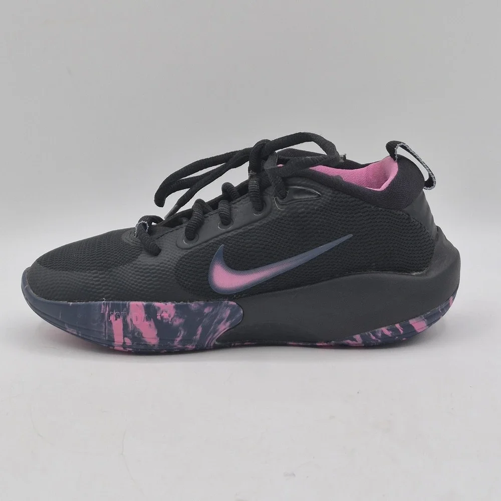 Nike Basketball Shoes Youth Size 1Y Black Pink Low Top Sneakers FN4384-003 - Picture 3 of 11